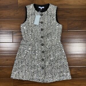 Antonio Melani Size 8 Shimmering Ice Emiliana‎ Sequin Tweed Button Front Dress